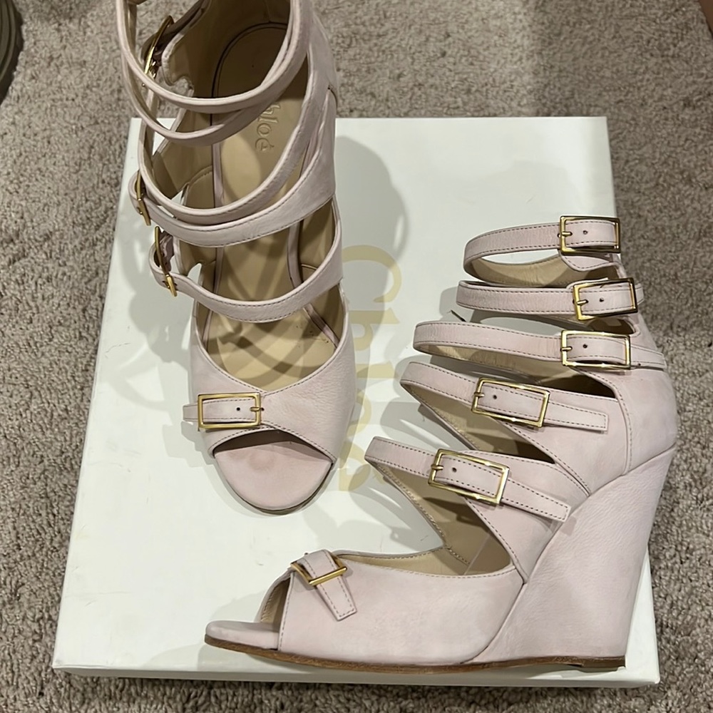 Chloé Arce strappy leather wedge sandals buckles shoes heels pumps